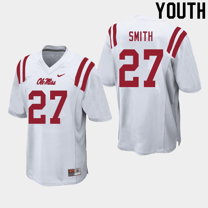 Youth #27 Dallas Smith Ole Miss Rebels College Football Jerseys Sale-White